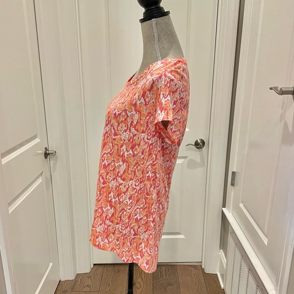 🌸 🌸SALE! 4 for $20!NEW DIRECTIONS PINK & Orange Cotton Short Sleeve Top Size S - Picture 2 of 5
